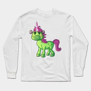 Cute Halloween Unicorn in Frankensteins Monster Costume Long Sleeve T-Shirt